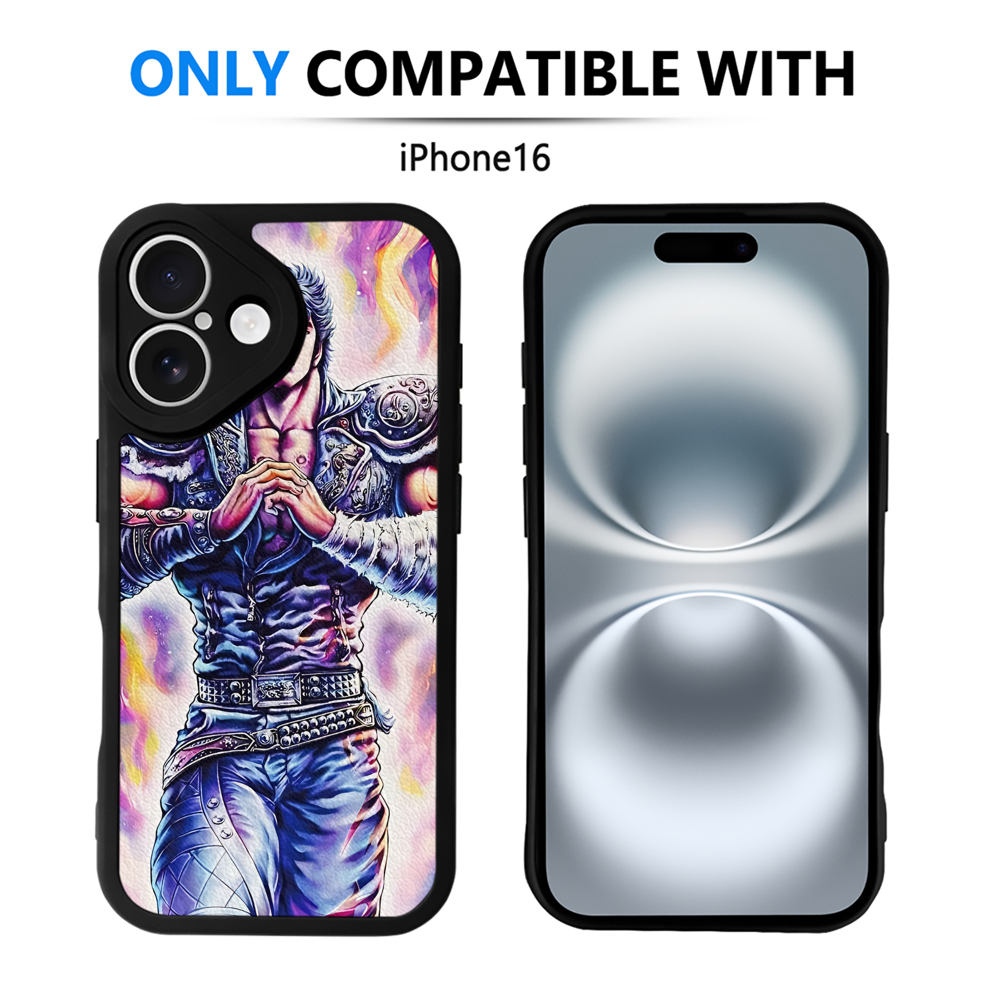 （画像用） 北斗の拳 Fist of the North Star 【iPhone 16シリーズ対応】シリコンスマホケース（レザー調） 材質：シリコン
